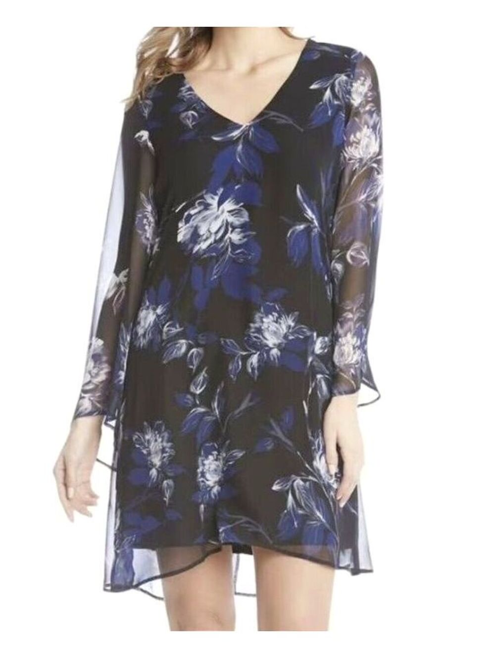 Karen Kane Women's Med Midnight Sun chiffon Short Layered Dress NWT
